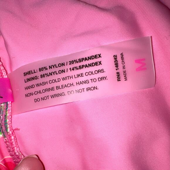 Betsey Johnson Womens One Piece Swimsuit Scuba Knit Half Zip Long Sleeve Pink M - Picture 8 of 14